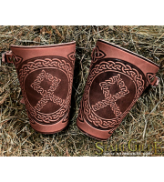 A Pair Leather Bracers Owl Celtic Spiritual Vikings Magic Nordic Amulet  with Scale design
